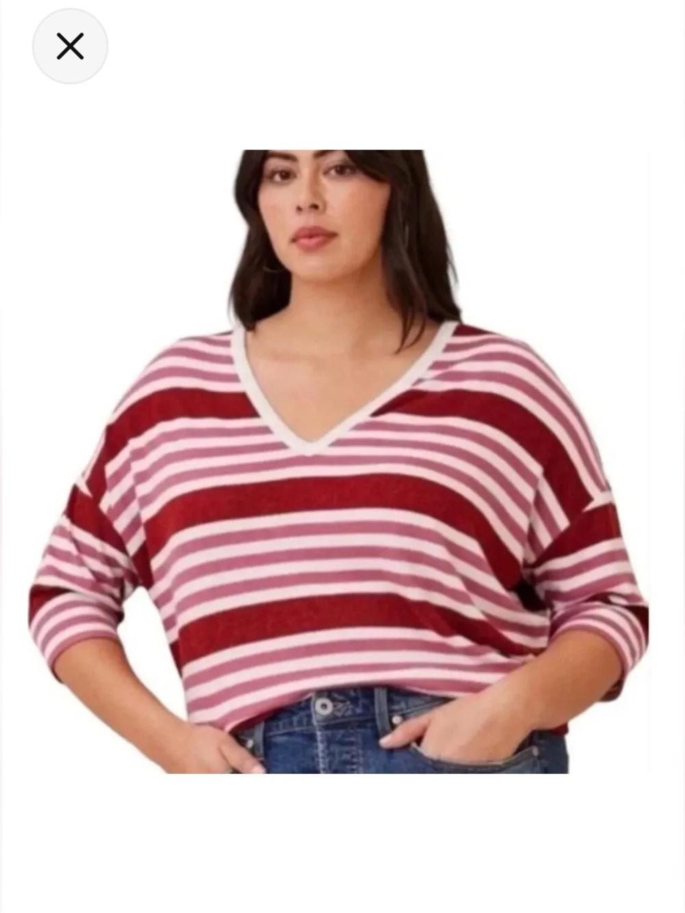 Torrid pink striped Super Soft Plush V-neck sweater Size 1 (1X 14/16)